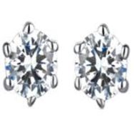 Platinum Diamond Earrings, Platinum 900, Weight 0.58g, Diamond Weight 0.5ct, Colour I, Clarity