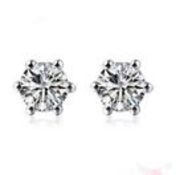 Platinum Diamond Earrings, Platinum 900, Weight 0.44g, Diamond Weight 0.2ct, Colour I, Clarity