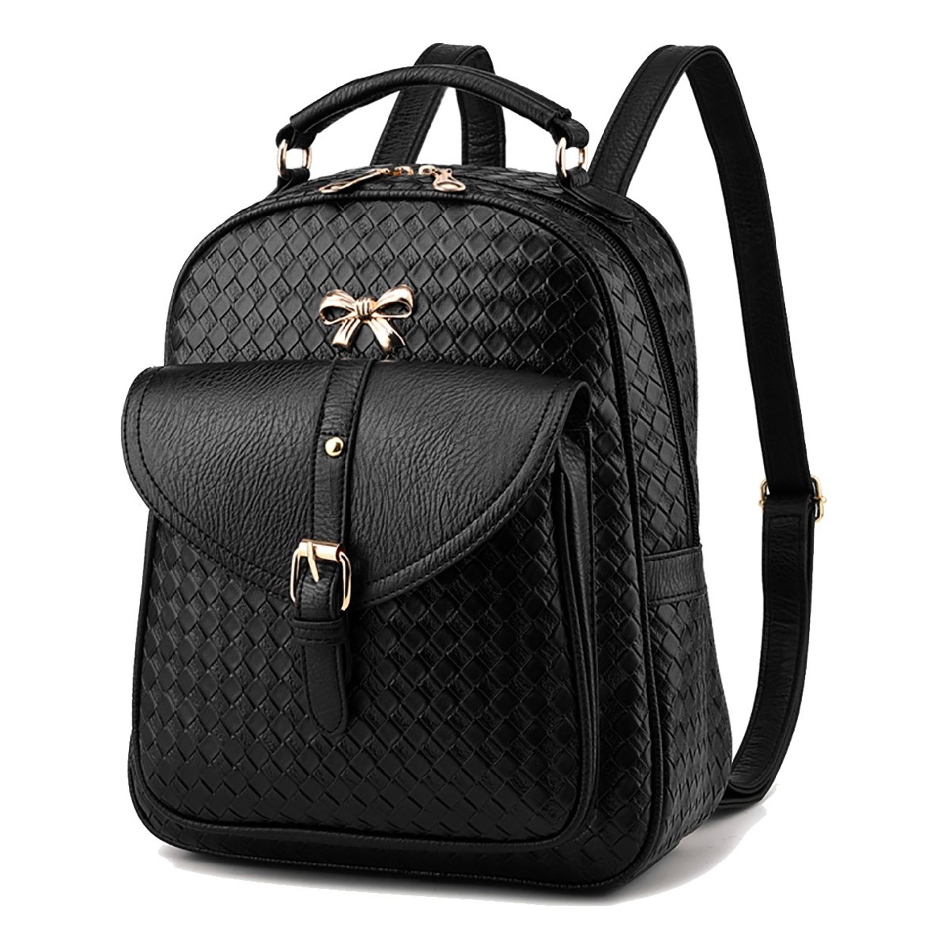 Brand New Womens Coolives Bow Black Weave Backpack RRP £59.99