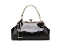 Brand New Womens Coolives Creamy Black Gloss Party Bag RRP £59.99