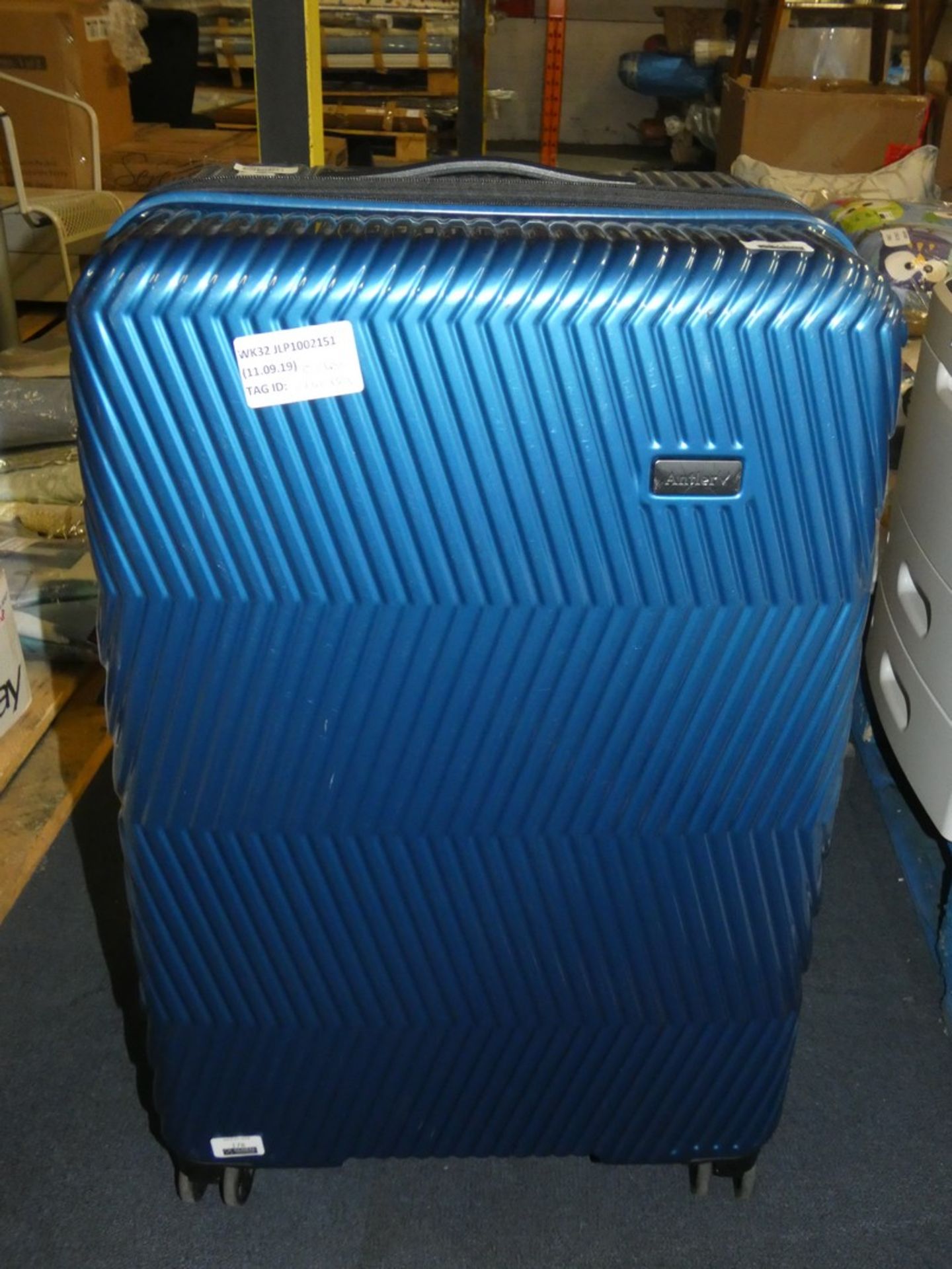 Antler Hard Shell Blue 360 Wheel Trolley Luggage Suitcase RRP £120 (2655959) (Public Viewing and