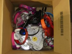 Box Containing An Assortment Of Children's JVC Headphones And Earphones (Public Viewing and