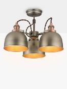 Boxed John Lewis and Partners Baldwin Antique Brass 3 Light Ceiling Light Fitting RRP £140 (2670441)