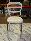 Boxed Set of 4 White Pu Leather Plastic Metal Leg Designer Stacking Dining Chairs RRP £150 (