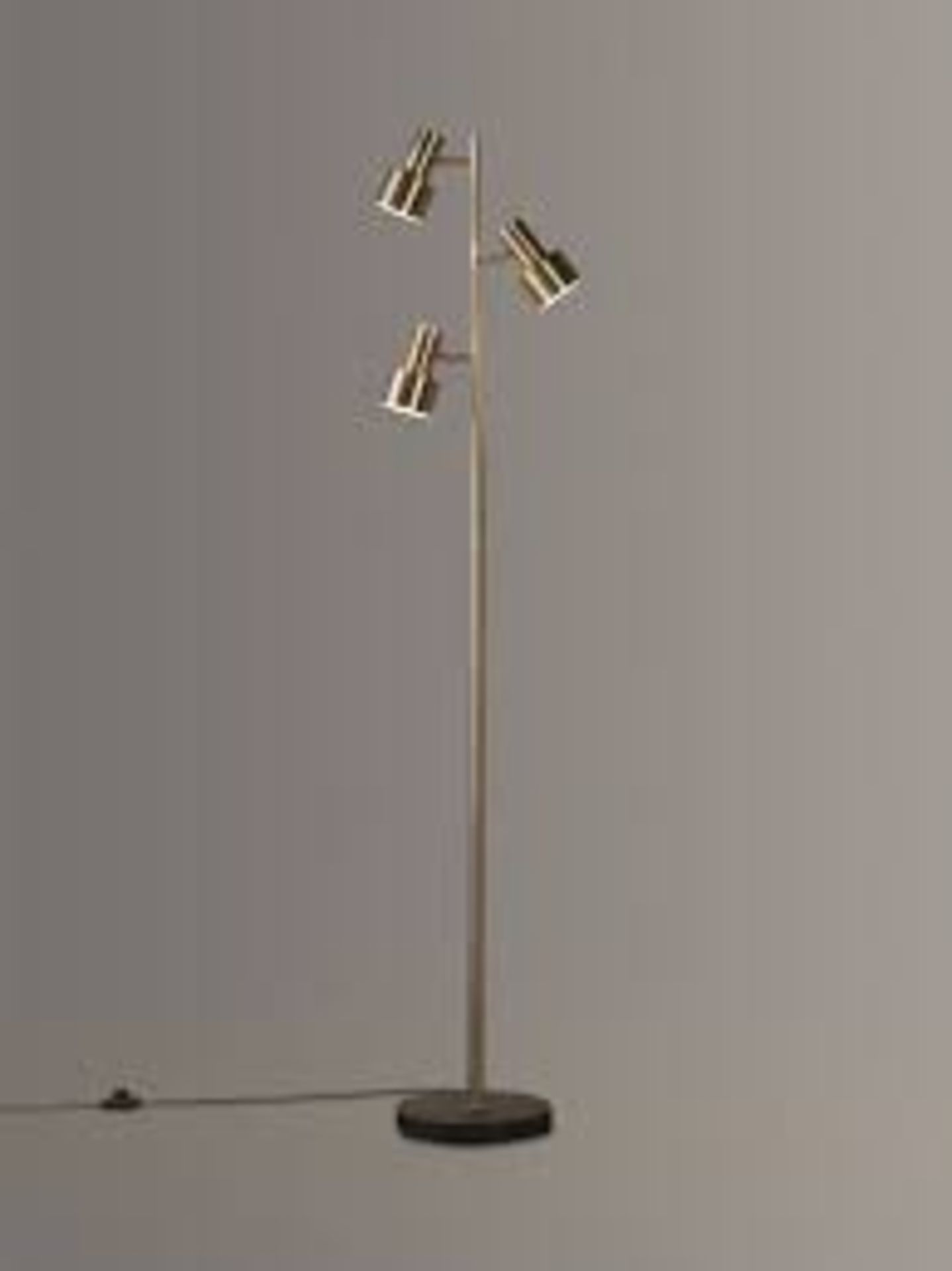 Boxed John Lewis And Partners Shelby 3 Light LED Floor Lamp In Antique Brass RRP £110 (