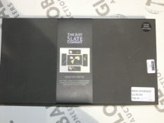 Boxed Just Slate Company 4 Piece Cheese Gift Set Includes Large Slate Cheeseboard, Individual