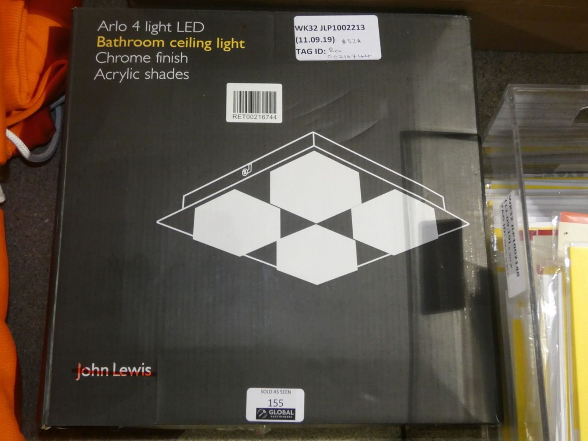 Boxed John Lewis And Partners Arlo Uplight LED Chrome Finish Acrylic Shade Bathroom Light RRP £