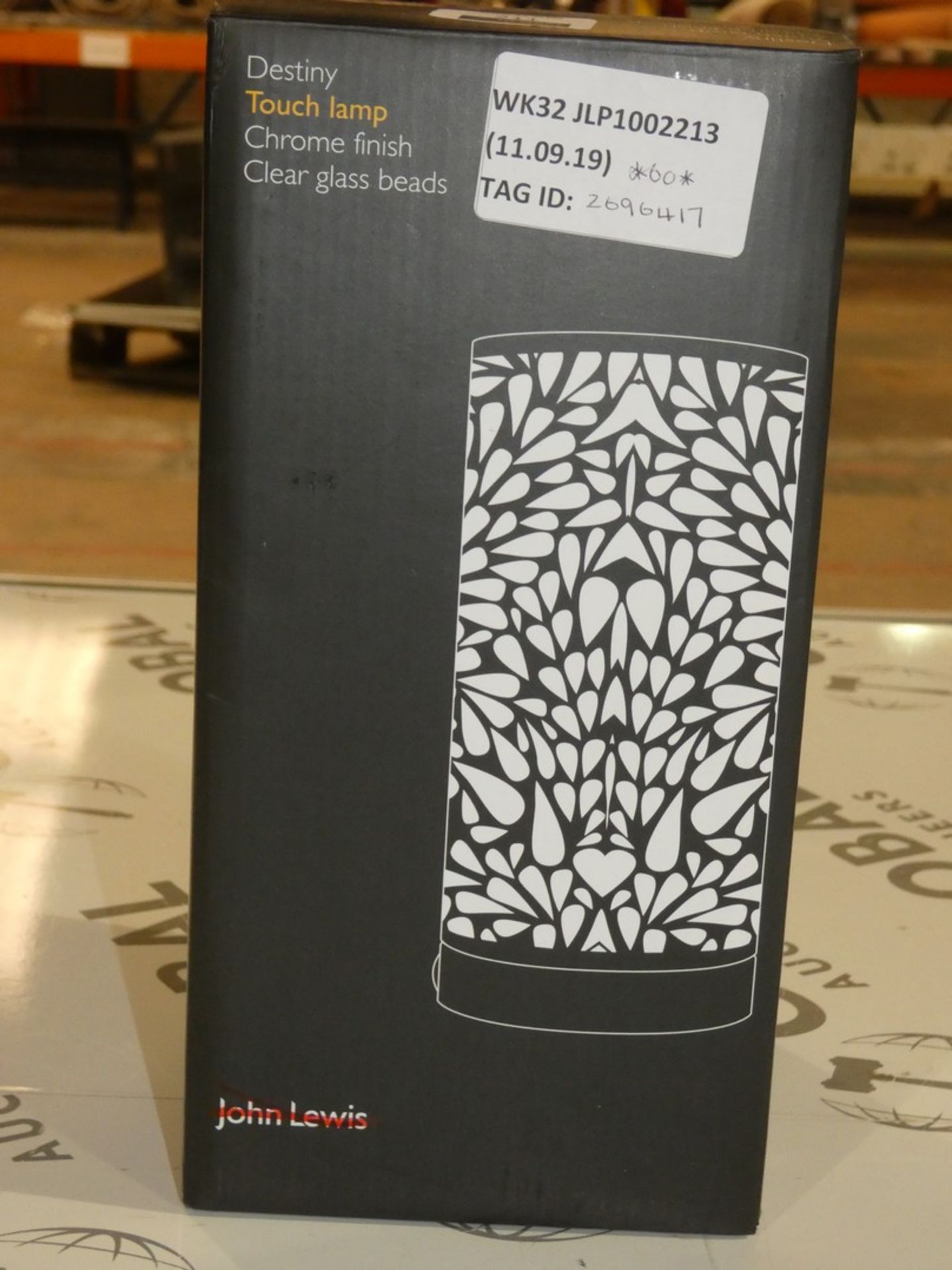 Boxed John Lewis And Partners Destiny Chrome Finish Clear Glass Bead Touch Control Lamp RRP £60 (