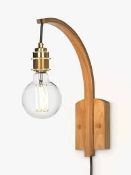 Boxed Tom Radfield Oak Wooden Curved Wall Lamp (No Shade) RRP £145 (2625625) (Public Viewing and