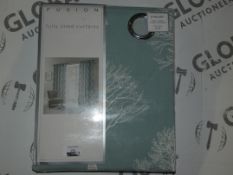 Brand New Pairs Of Fusion Fully Lined Eyelet Headed Tree Print Curtains RRP £45 Each (Public Viewing