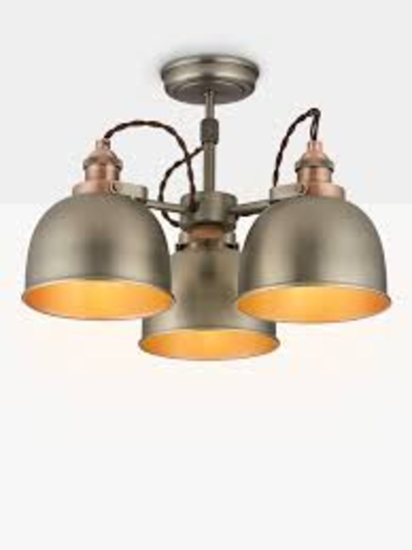 Boxed John Lewis and Partners Baldwin 3 Light Semi Flush Pewter Finish Ceiling Light Fitting RRP £