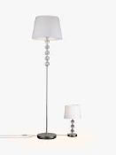 Boxed John Lewis And Partners Bella Chrome Finish Acrylic Table And Floor Lamp Set RRP £65 (2695903)