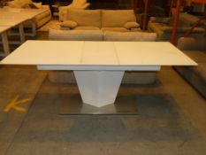 Gloss White and Stainless Steel Glass Rectangular Extension Dining Table RRP £799