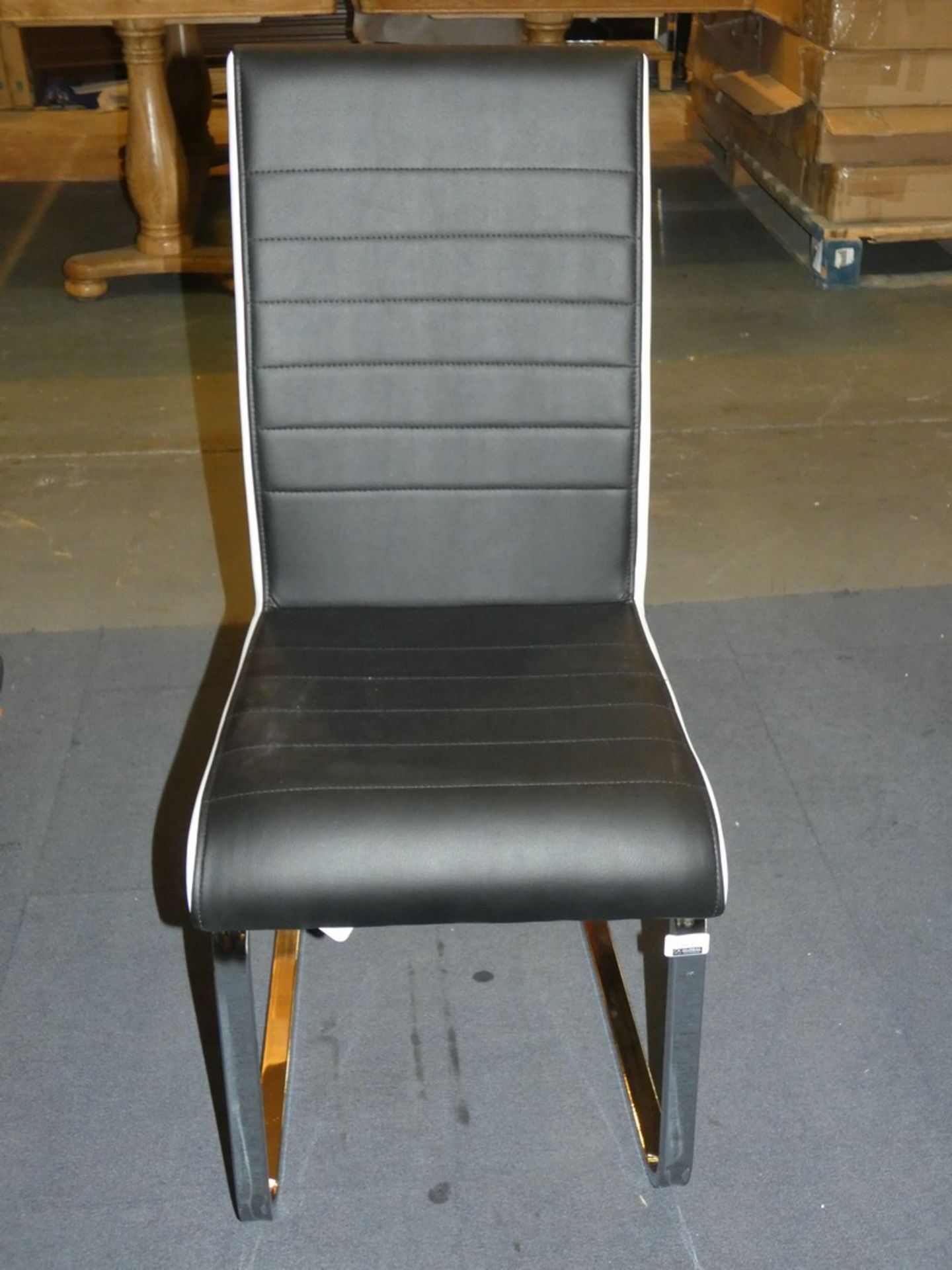 Black and White Leather Chrome Leg Designer Dining Chairs RRP £70 Each (Public Viewing and