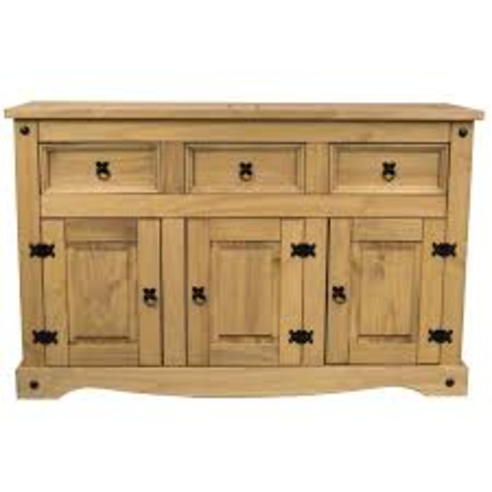 Boxed Lassic Homewares Corona 3 Door 3 Draw Sideboard in Solid Pine RRP £150 (14711) (Public Viewing