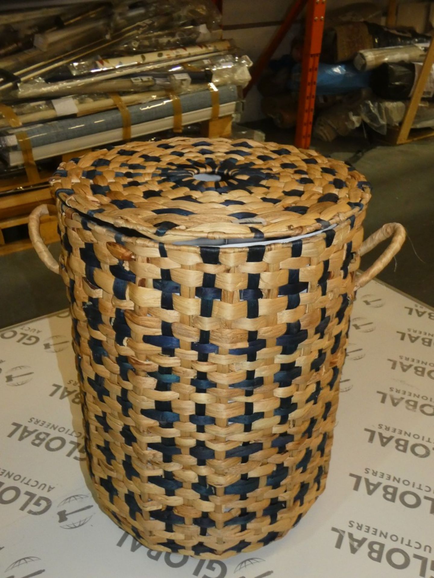 Water Hyacinth Blue and Natural Wicker Basket RRP