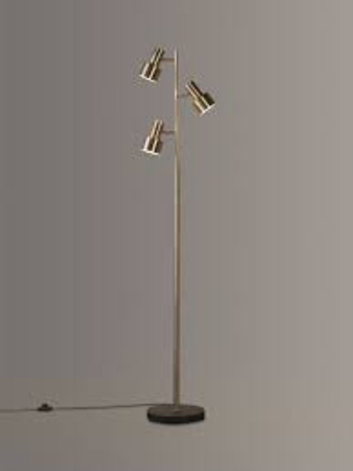 Boxed John Lewis and Partners Shelby Antique Brass 3 Light LED Floor Lamp RRP £215 (2362087) (Public