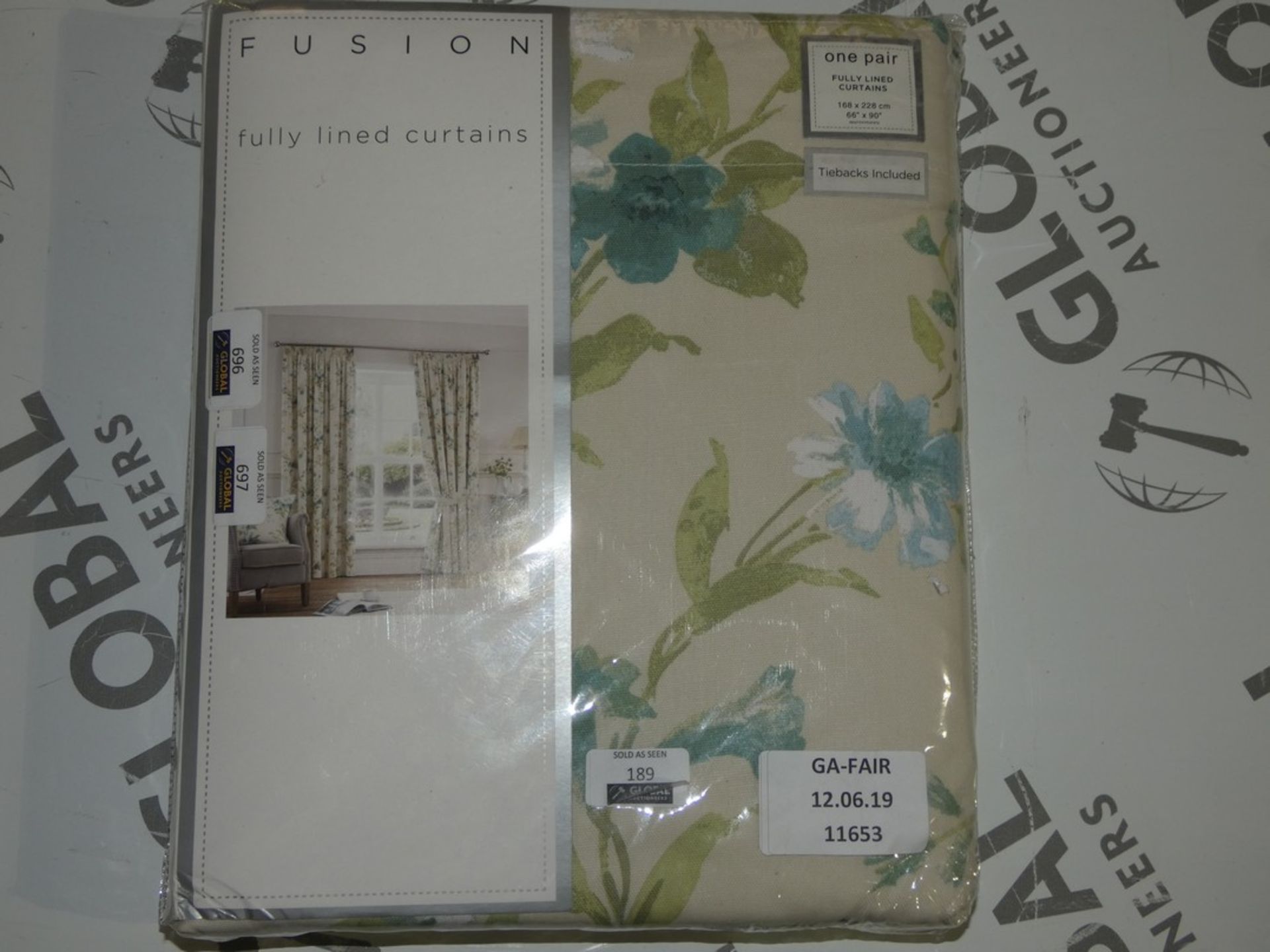 Brand New Pair Of Fusion Fully Lined 66x90 Inch Pencil Pleat Headed Floral Print Curtains RRP £55
