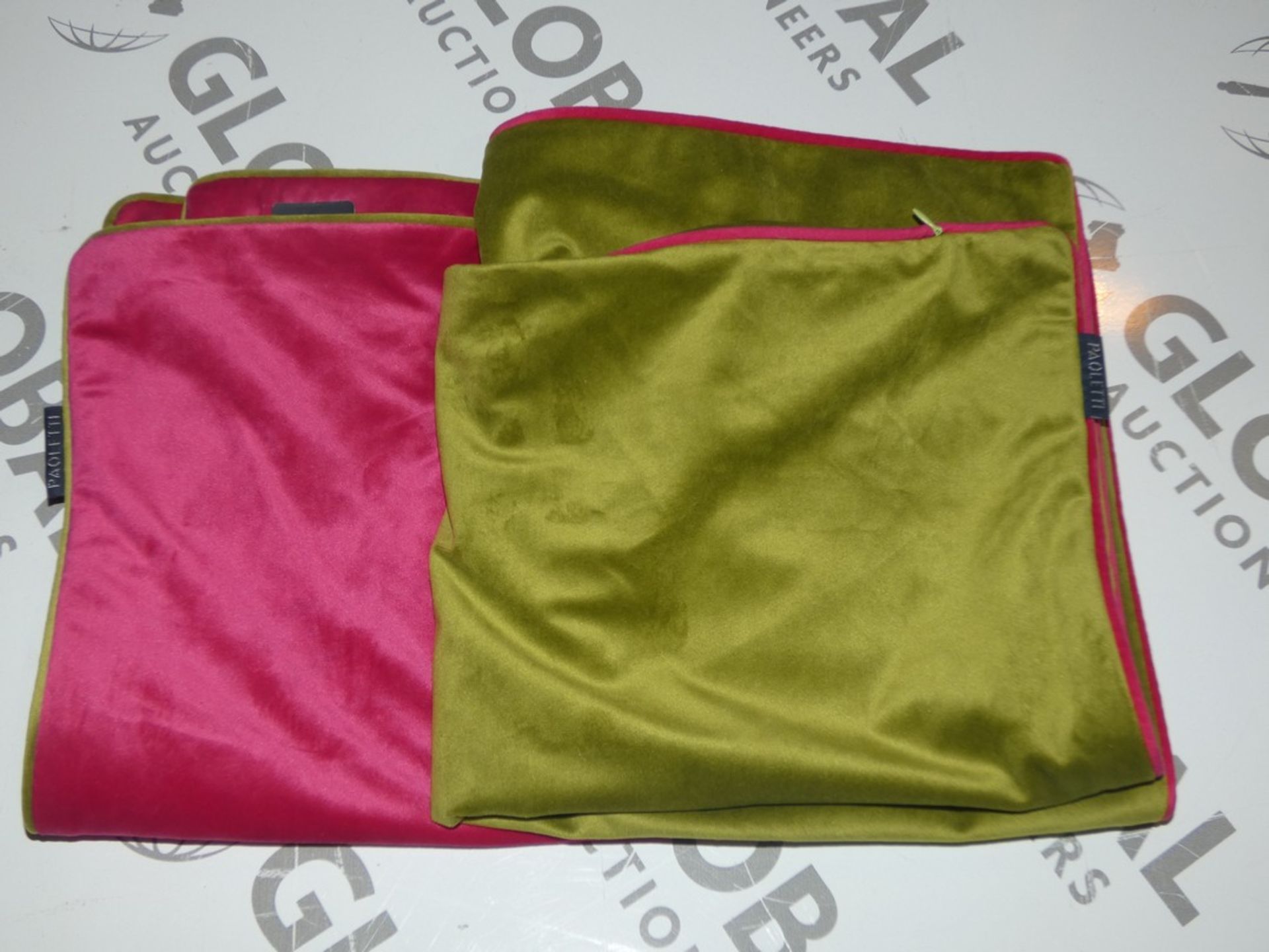 Paoletti Pink and Green Designer Scatter Cushion Covers (12411) (Public Viewing and Appraisals