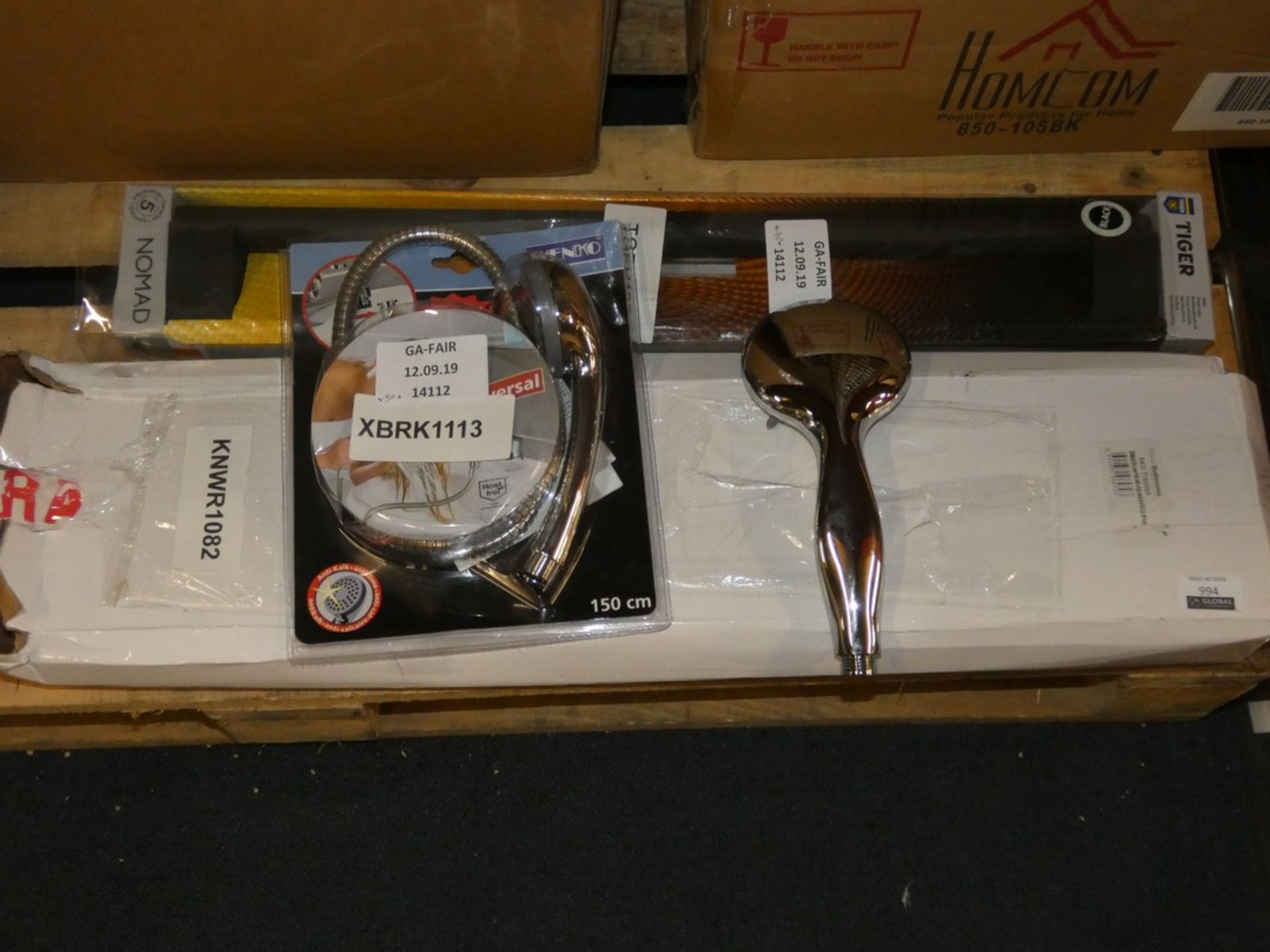 Assorted Items to Include Wenko Universal Shower Heads, Tiger Towel Rack and An Adjustable Rail