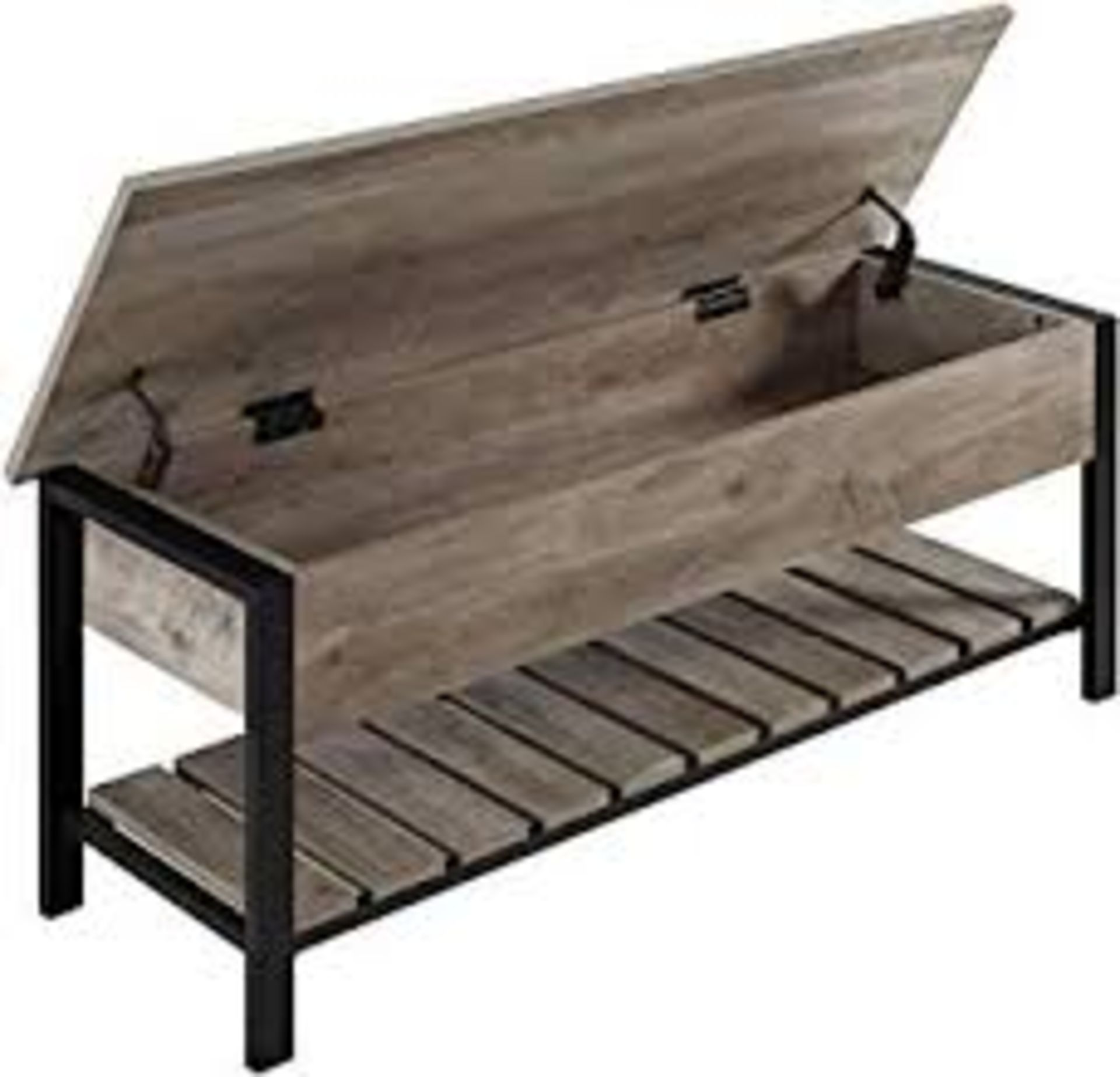 Boxed 48Inch Metal and Wood Storage Bench in Grey Wash RRP £145 (14711) (Public Viewing and