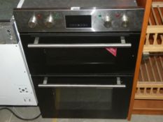 Twin Cavity Fully Integrated Stainless Steel and Black Glass Double Electric Oven (Public Viewing