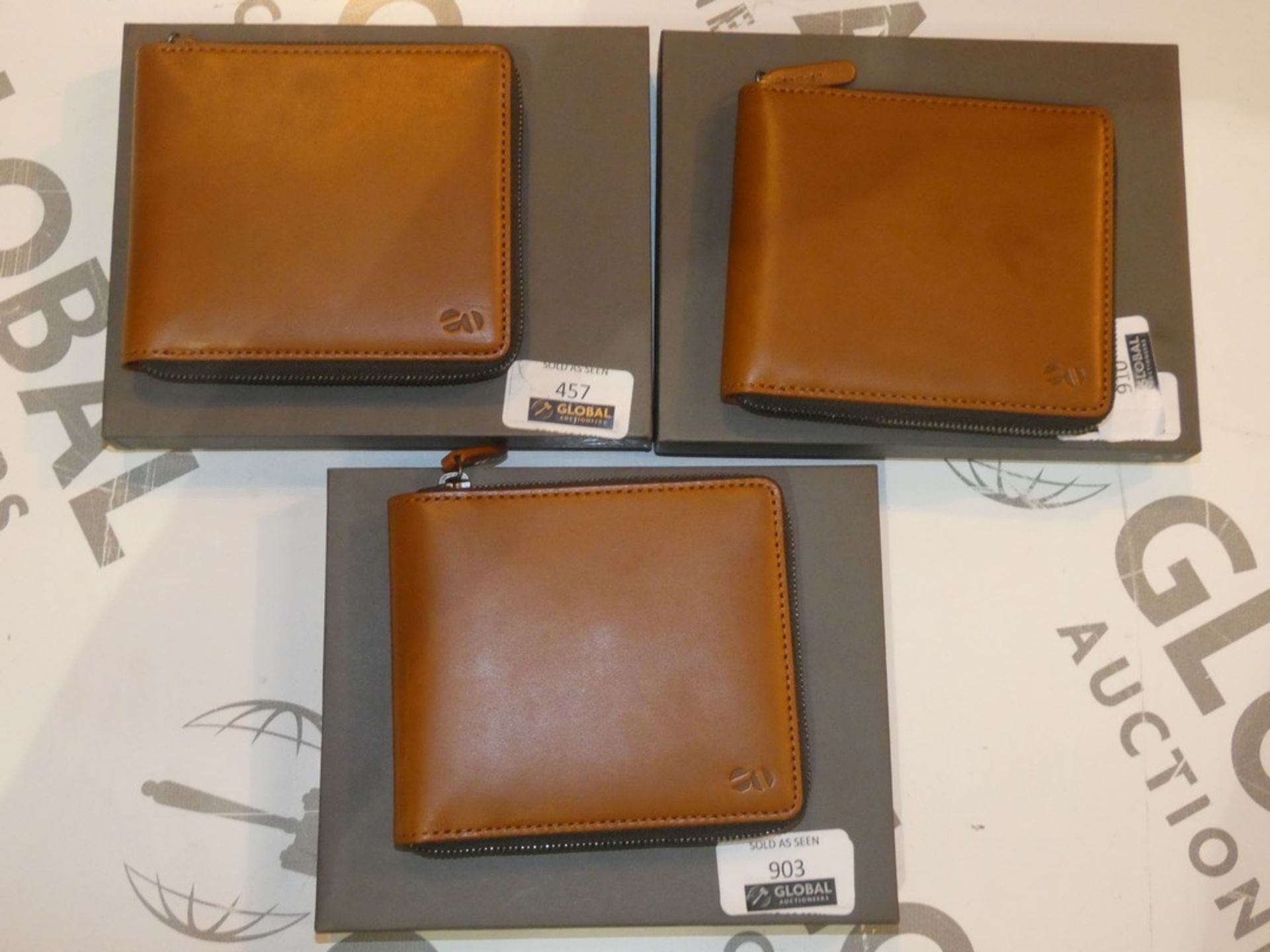 Boxed Brand New Octovo Tan Leather Cage Wallets
