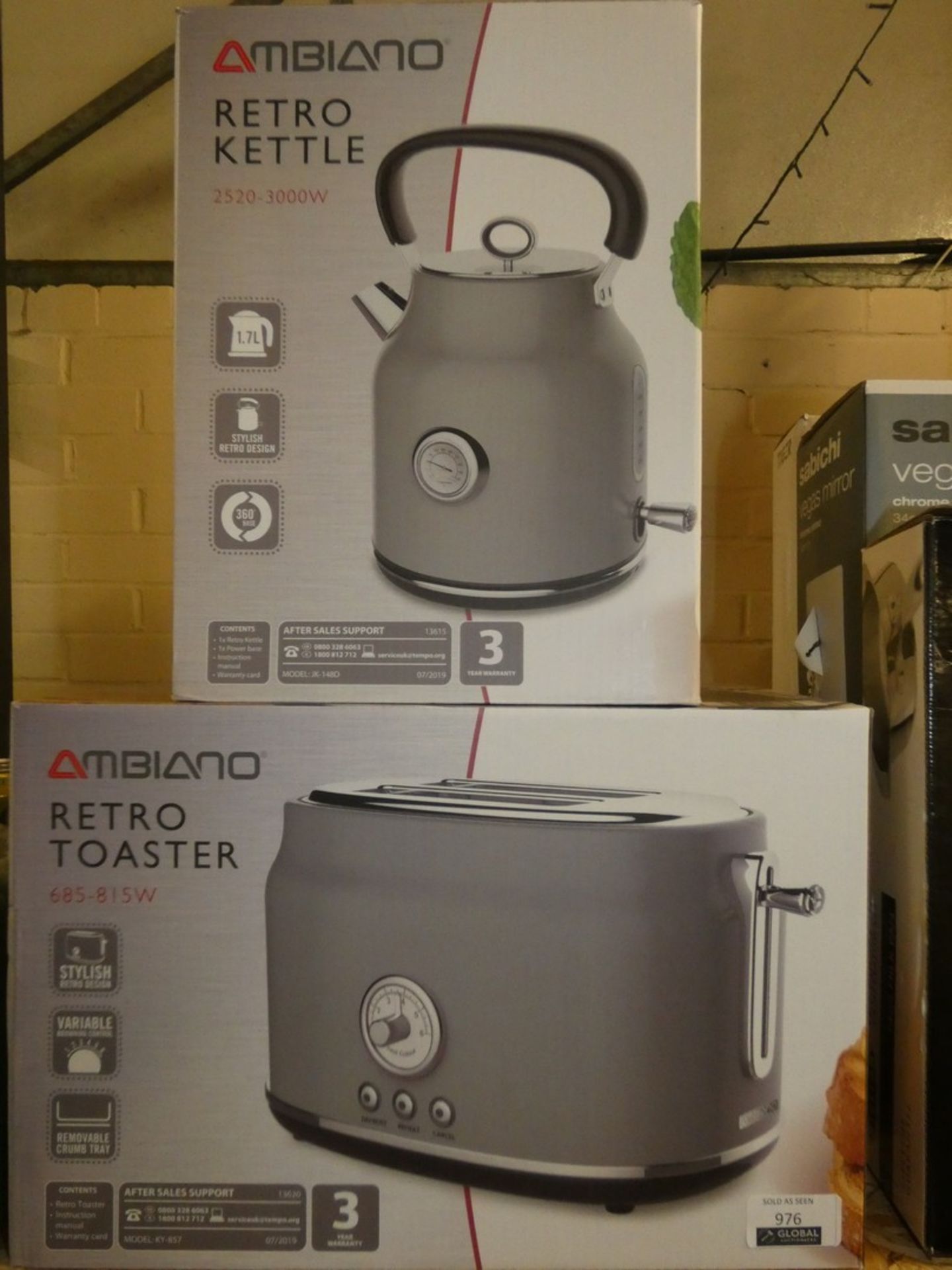 Boxed Ambiano Retro Toaster and Kettle Pack Combined RRP £75 (14112) (Public Viewing and