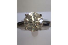 Platinum Ladies Brilliant Cut Diamond Solitaire Ring, 2.50 Carat ( 2 1/2 carat ), I Colour VS-1