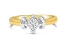 Princess Cut Diamond Ring, 18ct Yellow Gold, Weight 3.9g, Diamond Weight 0.41ct, Colour G, Clarity