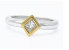 Princess Cut Diamond Ring, 18ct Yellow/White Gold, Weight 5.51g, Diamond Weight 0.32ct, Colour G,