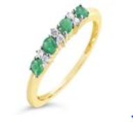 Emerald and Diamond Eternity Ring, 9ct Yellow Gold RRP £849 Weight 1.59g, Diamond Weight 0.08ct,