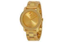 Movado Bold Ladies Watch Reference 3600085, PVD Yellow Gold Plate Bracelet & Case, Champagne Dial.