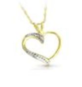 Heart Shaped Diamond Pendant, 9ct Yellow Gold RRP £269 Weight 0.49g, Diamond Weight 0.01ct, Colour