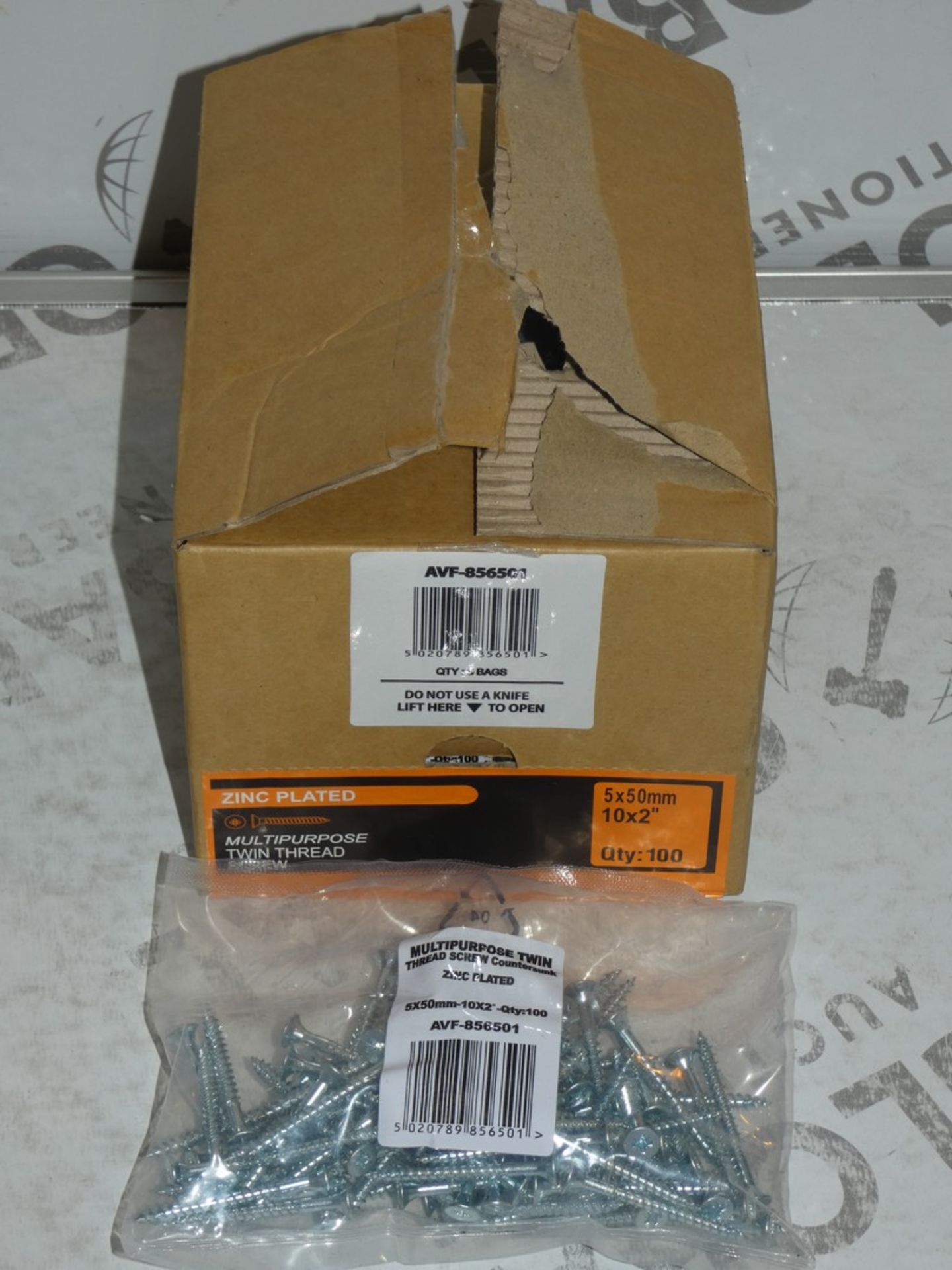 Lot to Contain 5 Boxes Each Containing 5 Packs of 100 Brand New 5 x 50mm Zinc Plated Twin Thread