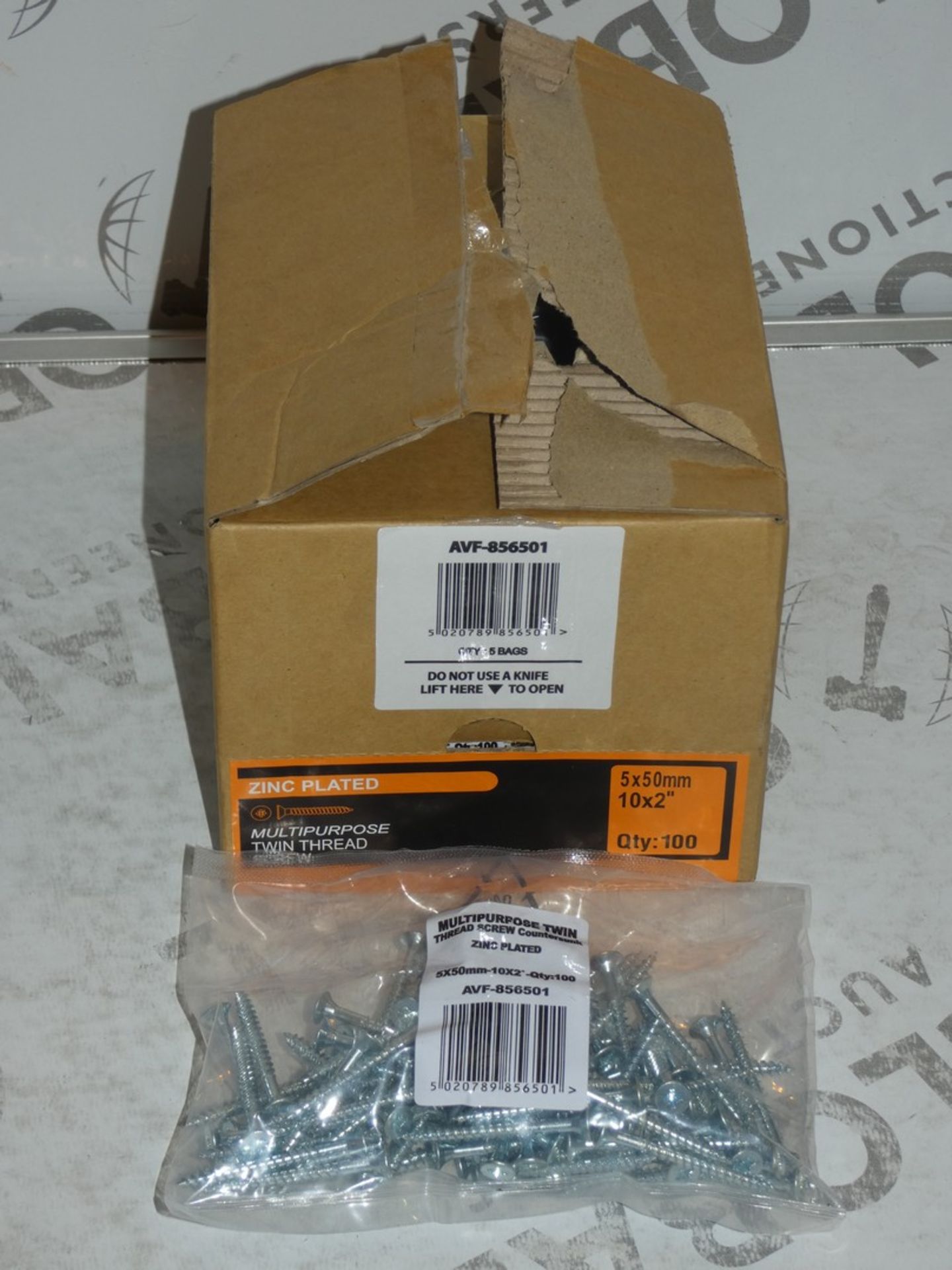 Lot to Contain 5 Boxes Each Containing 5 Packs of 100 Brand New 5 x 50mm Zinc Plated Twin Thread