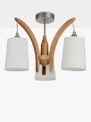 Boxed John Lewis and Partners Linden 3 Light Semi Flush Cotton Shade Ceiling Light RRP £150 (