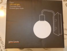 Lot To Contain 2 John Lewis And Partners Dano LED Gun Metal Finish Smoked Glass Shade Wall Lamps