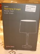 Boxed John Lewis and Partners Isobel Pewter Finish Linen Shade 3 Phase Touch Control Lamp RRP £40 (