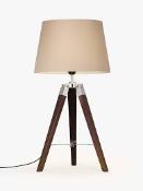 Boxed Jacques Dark Wood Finish Cotton Shade Floor Standing Lamp RRP £130 (2690587) (Public Viewing