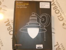 Boxed John Lewis And Partners Barrington Chrome Finish Clear Glass Shade Wall Light RRP £55 (
