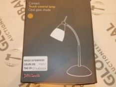 Lot to Contain 2 Boxed John Lewis and Partners Contact Opal Shade Touch Control Lamps RRP £80 (