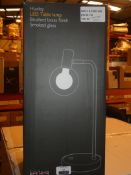 Boxed John Lewis And Partners Huxley Brushed Brass Finish Smoked Glass Table Lamp RRP £70 (