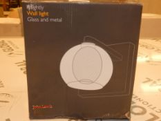 Boxed John Lewis and Partners Knightly Glass and Metal Wall Light RRP £55 (RT00164564) (Public