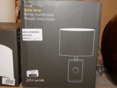 Boxed John Lewis and Partners Sylvie White Marble Base Metallic Lined Shade Table Lamp RRP £45 (