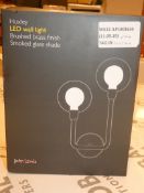 Boxed John Lewis and Partners Huxley LED Brushed Brass Smoked Glass Shade Wall Light RRP £70 (