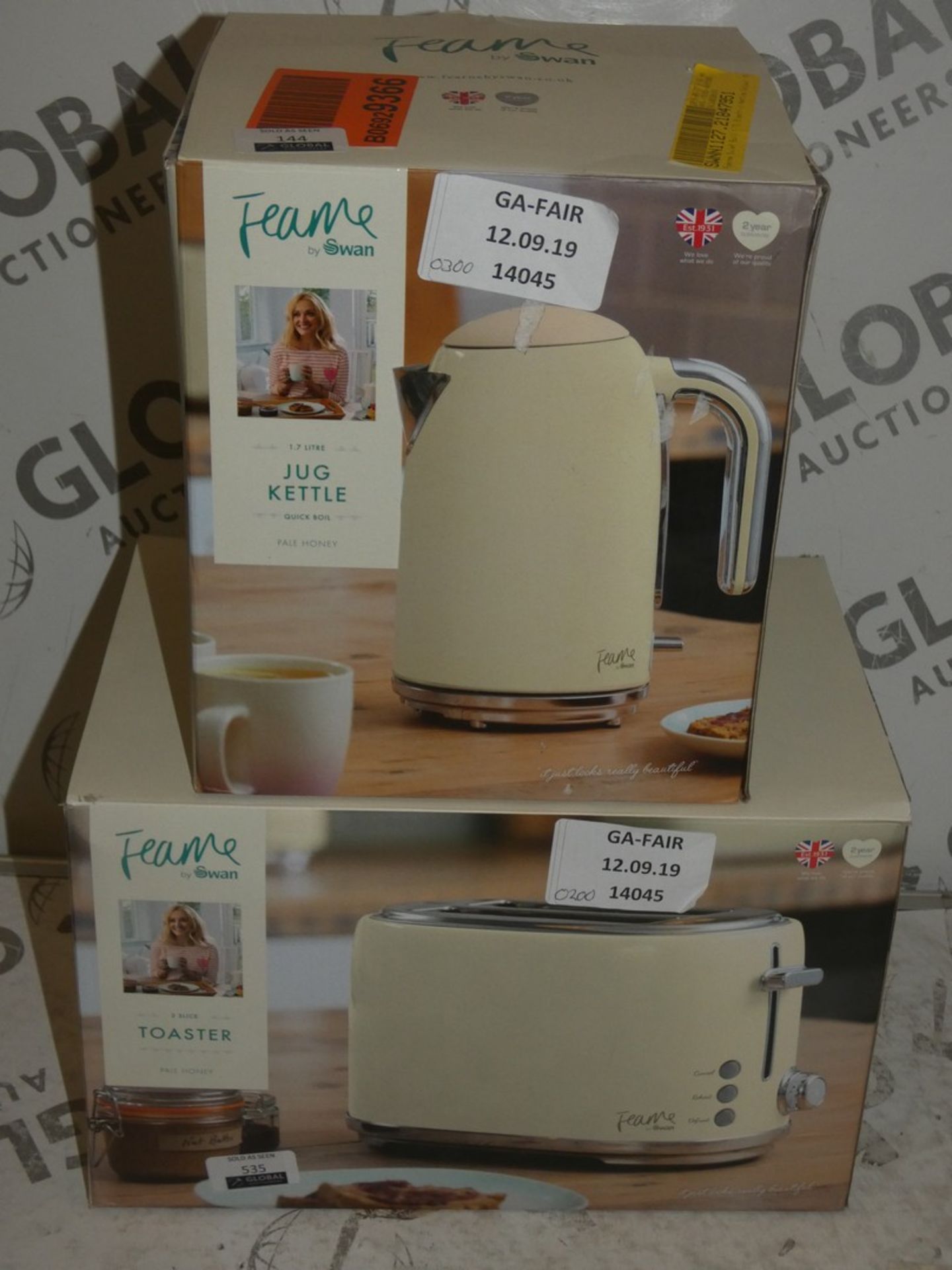 Boxed Ferne Cotton 1.7L Cream Cordless Jug Kettle With Matching 2 Slice Toaster Gift Pack RRP £65 (