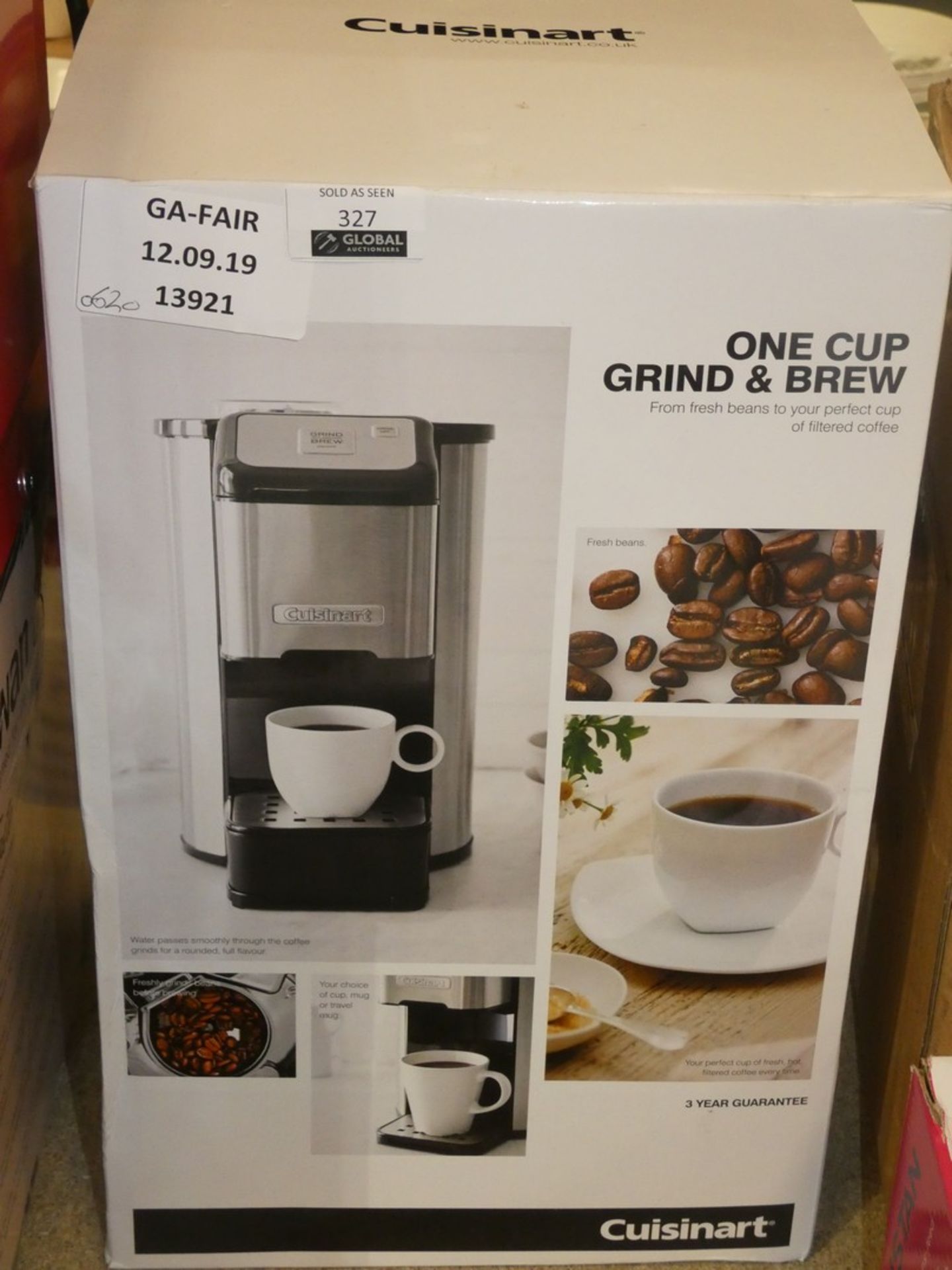 Boxed Cuisinart One Cup Grind and Brew Coffee Machine RRP £65 (13921) (Public Viewing and Appraisals