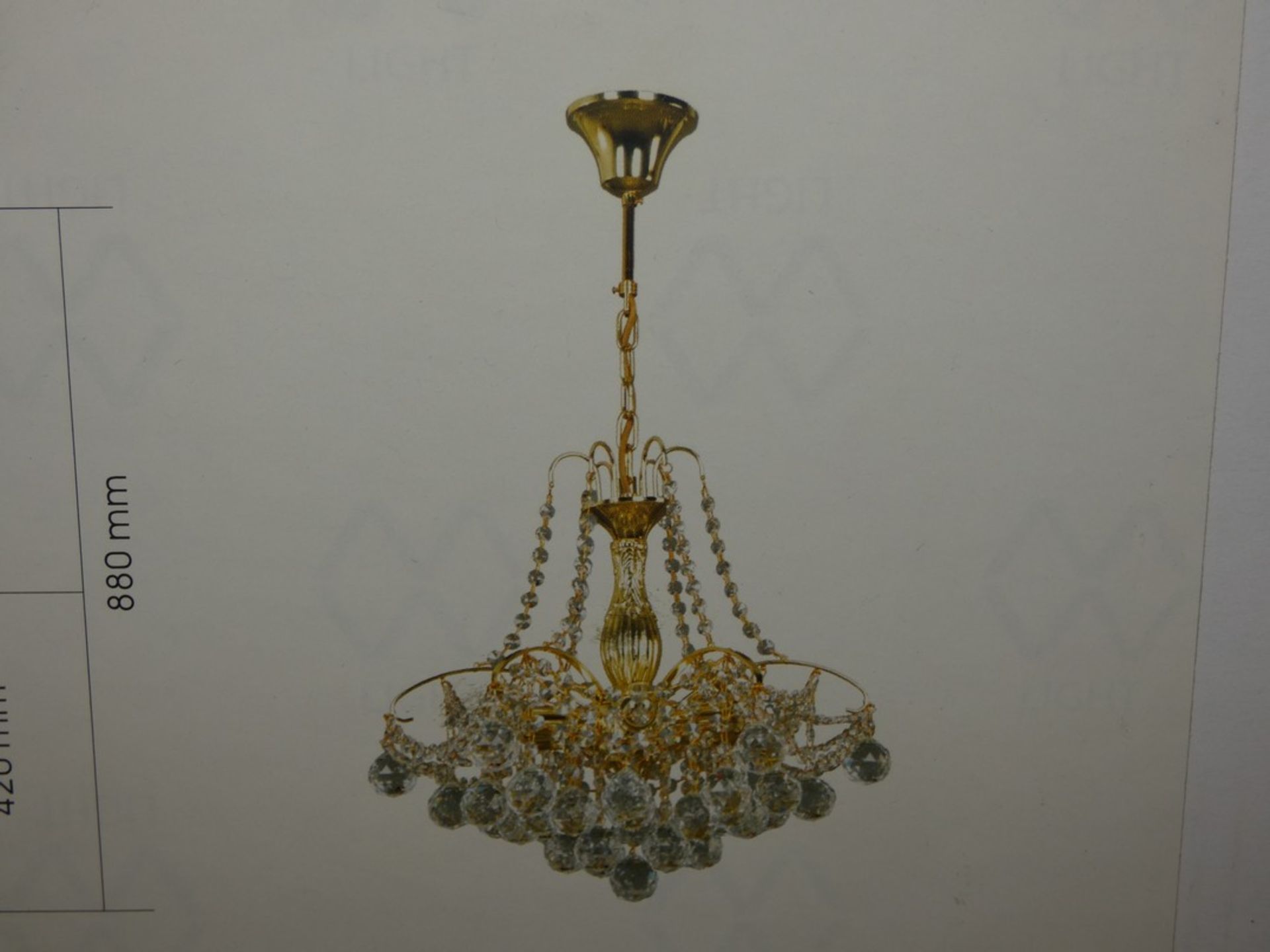 Boxed MW Lighting Glass Bowl and Gold Droplet Designer Ceiling Light (14142) (Public Viewing and