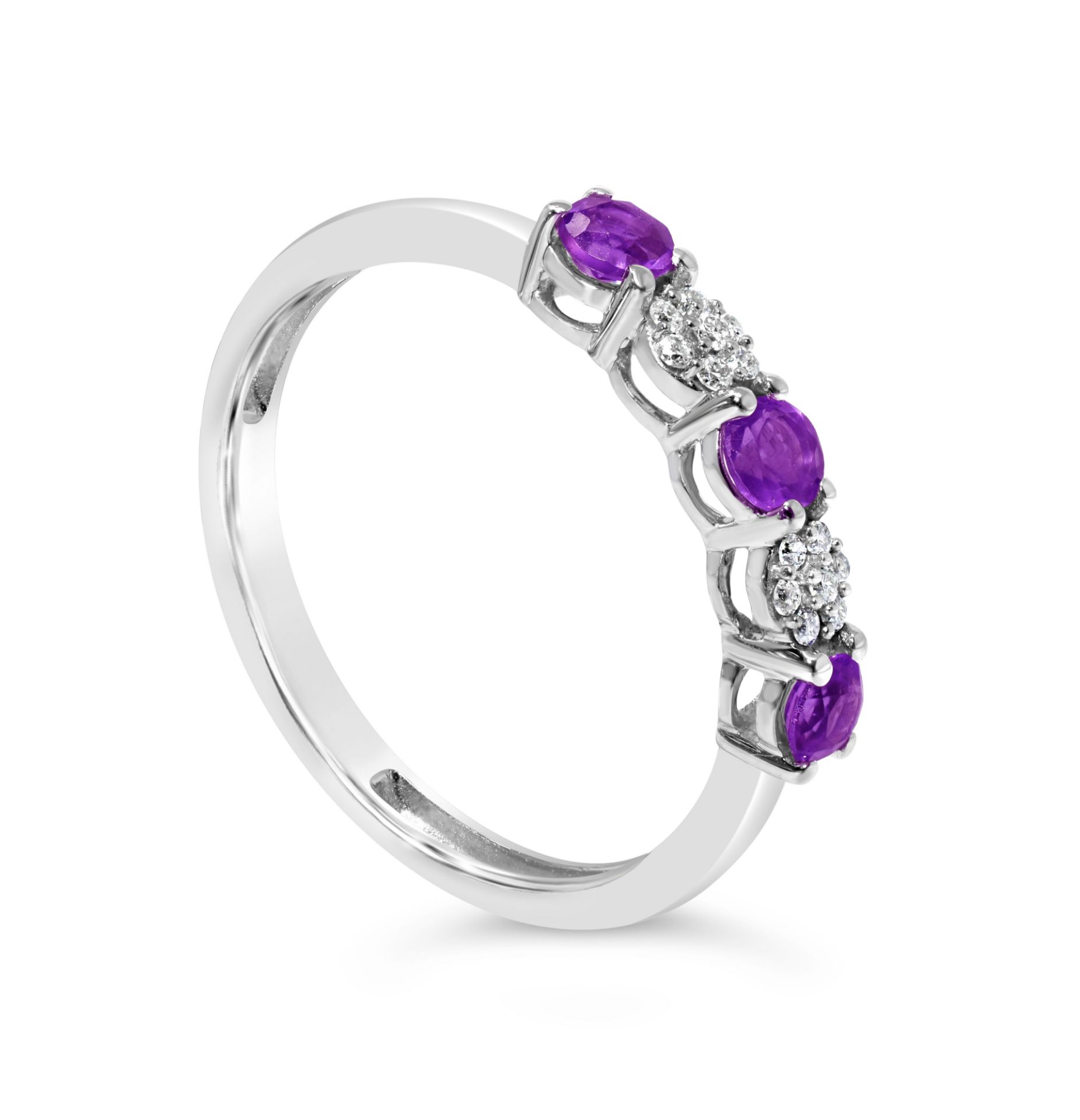 Amethyst and Diamond Eternity Ring, 9ct White Gold RRP £749 Weight 1.48g, Diamond Weight 0.07ct, - Image 2 of 3